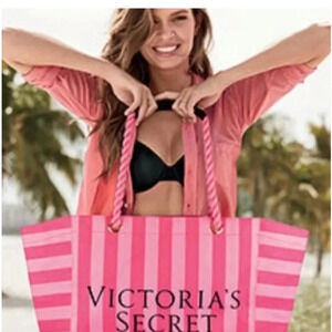 Victoria's Secret Weekender Tote Pink Stripe Size Large Great for Traveling